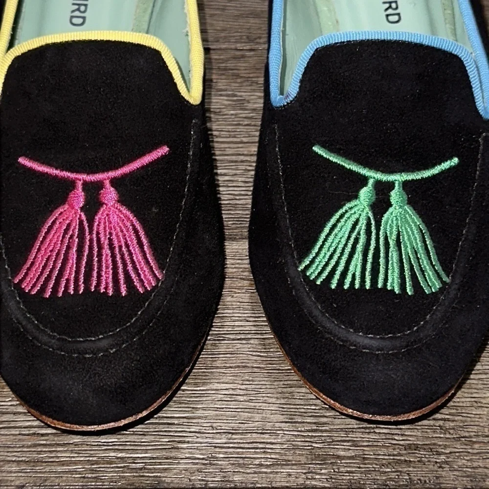 Blue Bird suede embroidered tassel loafers